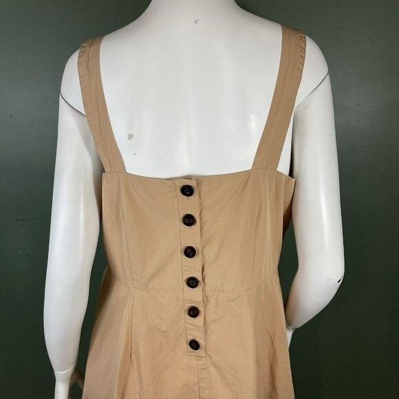 Madewell Tan Button-Back Tiered Midi Dress Size 12 Earthen Sand AO282 - Picture 5 of 16